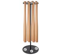 HOBBIESAY Baseball Bat Holder Baseball Bat Rack Black Metal Baseballs Holder Holds 10 Bats 5 Balls Free Standing Metal Organizer for Bedroom Garage Team Locker Rooms Baseballs Stadiums