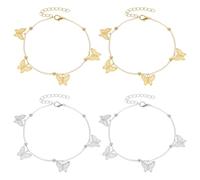 HOBBIESAY Boho Beach Heart Butterfly Moon Star Ankle Bracelets Adjustable Teardrop Dolphin Turtle Charm Ankles Beach Foot Chain Anklets Set for Women Jewelry Gifts, 20.9cm, Alloy, no gemstone