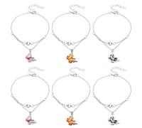 HOBBIESAY Boho Beach Heart Butterfly Moon Star Ankle Bracelets Adjustable Teardrop Dolphin Turtle Charm Ankles Beach Foot Chain Anklets Set for Women Jewelry Gifts, 21cm, Alloy, no gemstone
