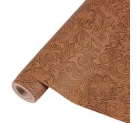 HOBBIESAY Bump Texture Leather Sheets 11.8 * 53.9in Large Floral Tooling Leather Sheets Embossed Geometric Tooled Leathers Sheet for Wallet Sewing DIY Crafts Leather Earring Crafts Projects, Camel