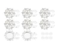 HOBBIESAY Button Covers Rhinestone Covers 1.1x0.98x0.55Inch Faux Pearl Button Cover Silver Flower Brass Clip On Cufflinks Shirt Sleeve Buttons for Blouses Clothing Hat Decorating Supplies, 28 mm