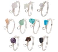 HOBBIESAY Crystal Adjustable Wire Wrapped Rings Gemstone Finger Ring Stacking Rings Copper Wire Wrapped Irregular Colorful Gem Ring, Natural Gemstone with Copper Wire, Zircon