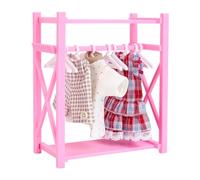 HOBBIESAY Doll Clothes Closet 5.9x3.14x7.08 in Plastic Pink Adult Doll Wardrobe Cloth Cabinet Storage with Hangers for Adult Dolls Organizing Clothes Shoes Hats Sunglasses Bags Outfit and Supplies