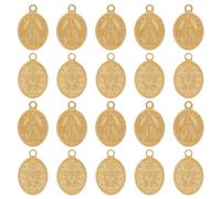 HOBBIESAY Golden 20Pcs 304 Stainless Steel Pendants Charms Oval Shape Virgin Mary Pendants Decorations Ion Plating End Drop Charm Connectors for DIY Necklace Bracelets Jewelry Making