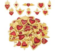 HOBBIESAY Heart Charms Bulk Sacred Heart Charms Hearts Dangle Charm Love Shape Wing Pendant for Valentine DIY Bracelets Earring Necklace Jewelry Making, Alloy,Enamel, No Gemstone
