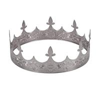 HOBBIESAY King Crown for Male Medieval Metal Crown King Queen Crowned Prop Iron Decor with Antique Finish Royal Medieval Hair Accessory for Birthday Prom Halloween Costume Cosplay