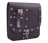 HOBBIESAY Medieval Faux Leather Studded Belt Pouch with 2 Bottles Coconut Brown Viking Embossed Snakes Medieval Faux Leather Side Pack Retro Belt Bag Vintage Portable Waist Bag for Ren Faire