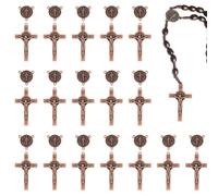 HOBBIESAY Rosary Crucifix and Medal Set Rosary Making Kits Supplies Red Copper Cross and Center Medal Charm Alloy Medals Crucifix Pendant for DIY Jewelry Making, 5.3cm, Alloy, Zircon