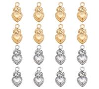HOBBIESAY Sacred Heart Stainless Steel Pendants Charms Golden Heart Shape Charm Romantic Love Hearts Shape Pendants Charm for Jewelry Making Charms DIY Necklace Bracelet, Stainless Steel, Zircon