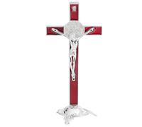 HOBBIESAY Standing Cross Decor 7.68 Inch Standing Cross with Detachable Crucifix Crosses Catholic Crosses Figurines Ornaments Alloy Enamel Crucifixes Wall for Home Party Gift Decor