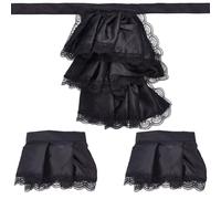 HOBBIESAY Victorian Lace Jabot Collar and Cuffs Set Includes 1 Pcs Lace Ruffled Jabot with 2 Pcs Lace Cuffs Set Black Colonial Collar Costume Accessory for Outfits Cosplay Fancy Dress