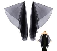 HOBBIESAY Victorian Long Tulle Gloves Detachable Victorian Long Gloves 30.3 Inch Gothic Black Wedding Dress Sleeves Chiffon Lace Oversleeves for Halloween Vampire Witch Cosplay Costume