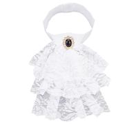 HOBBIESAY White Jabot Lace Necktie Ruffled Detachable Collar Costume Accessory for Women Outfits Cosplay Fancy Dress