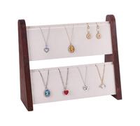 HOBBIESAY Wooden Necklace Holder 2 Tier Necklace Organizer Stand with 32 Velvet Slots 30.8x10.9x27.2cm Wood Necklaces Display Stands Jewelry Display for Necklaces Bracelets Jewelry Holder Rack
