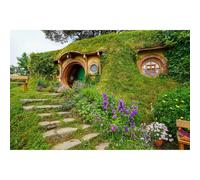 Hobbit Cave Backdrop Fantasy Hobbit Living House Photography Background Rural Green Grass Garden Hobbiton Caves Backdrop Ring Lord Fans Hobbit Themed Party Background Decorations Props 7x5ft