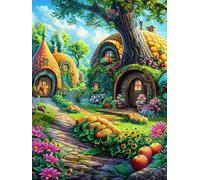 Hobbit Cottage in Forest Garden 300-piece Jigsaw Puzzle Bundle Mitos Cuento De Hadas Family Puzzle Lovers Brain Training Mindful Activity Spring Rigid Cardboard 300 PCS