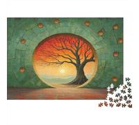 Hobbit Doorway with Tree Art Print 1000-Piece Jigsaw Puzzle for Adults, 38x26cm/1000pcs; Clean White Cardboard for Sorting; A Quiet Indoor Pastime at Home