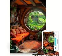 Hobbit Hole Interior Jigsaw Puzzles 1000 Piece for Adults Memory Boost Cozy Fun Pattern Assemble Nice Decor (38x52cm)