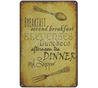 Hobbit Meals Schedule Menu Vintage Metal Tin Sign - Second Breakfast,Elevenses,Kitchen Wall Decor,Tolkien Quote Printable Dinner and Supper,Kitchen Metal Tin Sign Wall Decor 8x12 Inch