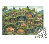 Hobbit Village Scene 1000 Pieces Sturdy Cardboard Classic Jigsaw Puzzle Adults Kids Impossible Hard Difficult Challenging Decompression Wall Decor Gift Idea 70x50cm/1000pcs