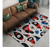HOBBOY Abstract Folk Art 90 x 150 cm Area Rugs Colorful Monster Faces Pattern Welcome Mats for Front Door Washable Low Pile for Living Room Kitchen