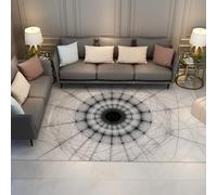 HOBBOY Abstract Wavy Small Rugs Black & White Concentric Lines & Dots Pattern Low Pile Non Slip Carpet 140 x 180 cm Cozy Living Room Hallway Decor