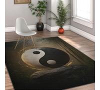 HOBBOY Area Rug 160x200cm Oriental Rugs for Office Study Washable Tai Chi Yin Yang Pattern Soft Rug Non-slip Thin Indoor Carpet for Living Room Bedroom