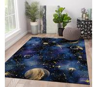 HOBBOY - Area Rug Low-Pile Cartoon Galaxy Rugs Space Planets Sci-Fi Pattern Rug Washable Indoor Carpet for Living Room Bedroom Playroom Nursery 50x80cm