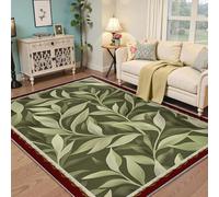 HOBBOY Area Rugs 160x230cm Washable Non-slip Rug Vintage Sage Leaf Botanical Pattern Indoor Thin Carpet for Living Room Bedroom Modern Olive Green Foliage Rugs