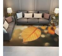 HOBBOY Autumn Leaf Design Throw Rugs 60 x 100 cm Sunset Leaf Vein Texture Print Low Pile Carpet for Living Room Bedroom Washable Portable Foldable