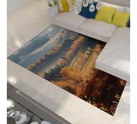 HOBBOY Autumn Nature Style 140 x 180 cm Area Rug Mountains Forest Landscape Door Mats Washable Thin Soft for Living Room Bedroom Kitchen Entryway