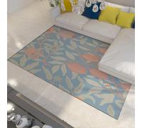 HOBBOY Blue and Green Carpet Leaf and Pomegranate Design Throw Rugs 60 x 100 cm Washable Portable Foldable Boho Style Door Mat for Office Home Decor