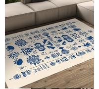 HOBBOY Boho Style 120 x 180 cm Area Rug Folk Art Blue Floral Pattern Kitchen Mats Washable Soft Low Pile Floor Carpet for Laundry Room Bedroom Office