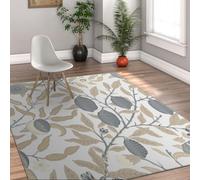 HOBBOY Botanical Pattern Carpet Modern Aesthetic Leaf Design Throw Rugs 120 x 170 cm Washable Foldable Indoor Outdoor Thin Mat for Office Home Decor