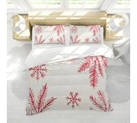 HOBBOY Christmas Duvet Cover Set With Zipper 4 Ties Snowflake and Red Pine Bedding Set 3 Pieces Minimalism Duvet Quilt Cover 2 Pillowcases King
