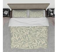HOBBOY Classic 3pc Bedding Set Willow Leaf Pattern Duvet Quilt Cover with Zipper 2 Pillowcases William Morris Aesthetic Duvet Cover Set Single XL