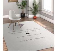 HOBBOY Classic Quotes Bedroom Rug Romantic Poetry Patterns Carpets 100 x 200 cm Low Pile Washable Cream & Black Floor Art for Wedding Anniversary