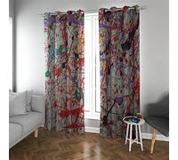 HOBBOY Colorful Graffiti Curtains Watercolor Paint Splatters Dripping Art Blackout Curtains Darkening Privacy Curtain for Living Room Bedroom 2xW132xL160cm