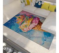 HOBBOY Colorful Modern Area Rugs 50 x 80 cm Watercolor Brushstroke Art Ice Cream Print Thin Carpet Washable for Living Room Bedroom Dessert Shop