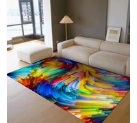 HOBBOY Dreamy Vortex Carpet 150 x 210 cm Vivid Rainbow Swirling Ribbons Pattern Low Pile Non Slip Mats for Contemporary Bedroom Lounge Studio Decor