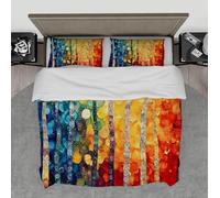 HOBBOY Ethnic Style Duvet Cover Set Abstract Circles Colorful Forest Print 3 Piece Bedding Sets with Zipper 4 Ties 2 Pillowcases Emperor