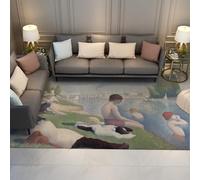 HOBBOY French Styles Carpet 50 x 80 cm The Bathing at Asnieres Pattern Area Rugs Washable Famous Painting Print Thin Floor Mat for Living Room Decor