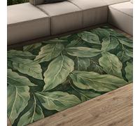 HOBBOY Green Botanical Throw Rugs 140 x 200 cm Washable Low Pile Carpet Hallway Living Room Bedroom Decor Foldable Portable Nature Style Floor Mat