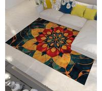 HOBBOY Indoor Outdoor 160 x 230 cm Area Rug Nostalgic Boho Style Floral Pattern Kitchen Mats Washable Soft Thin Floor Carpet for Living Room Office