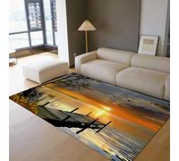 HOBBOY Kitchen Rugs 60x100cm Lake House Sunset Area Rug Washable Autumn Nature Landscape Tree Silhouette Thin Carpet for Bedroom Fall Indoor Rug Decor