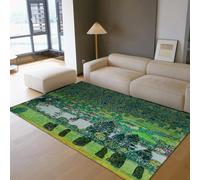 HOBBOY Lakeside Village Large Rug 60 x 100 cm The Unterach at the Altersee Pattern Floor Decor Non Slip Low Pile Green Forest Landscape Carpets