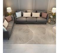 HOBBOY Minimalist Lines Art Carpet Cream & Gray Elegance Fan Pattern Low Pile Non Slip Mats 120 x 170 cm Bedroom Sunny Reading Nook Floor Decor