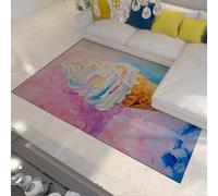 HOBBOY Modern Artistic Area Rug Ice Cream Print Low Pile Carpet Soft Washable for Nursery Room Playroom Dessert Shop Portable Foldable 50 x 80 cm