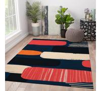 HOBBOY Modern Geometric Rug Abstract Color Block Multicolor Shapes Pattern Low Pile Non Slip Mats 120 x 160 cm Reading Nook Living Space Floor Decor