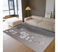 HOBBOY Modern Oriental Area Rug 120x170cm Washable Rugs for Dining Kitchen Plum Blossom & Branch Floral Low-Pile Rug for Living Room Bedroom Asian Style Carpets